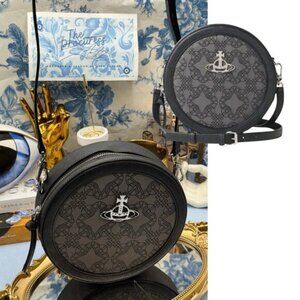 🆕 VIVIENNE WESTWOOD 🧿 NWOT Ruby Round Crossbody Bag, Black Jacquard - AUTH